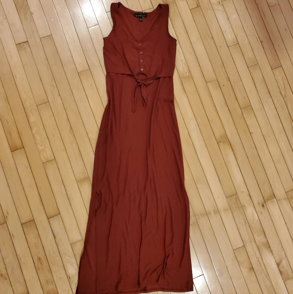 Burgundy Tie Front Maxi Dress